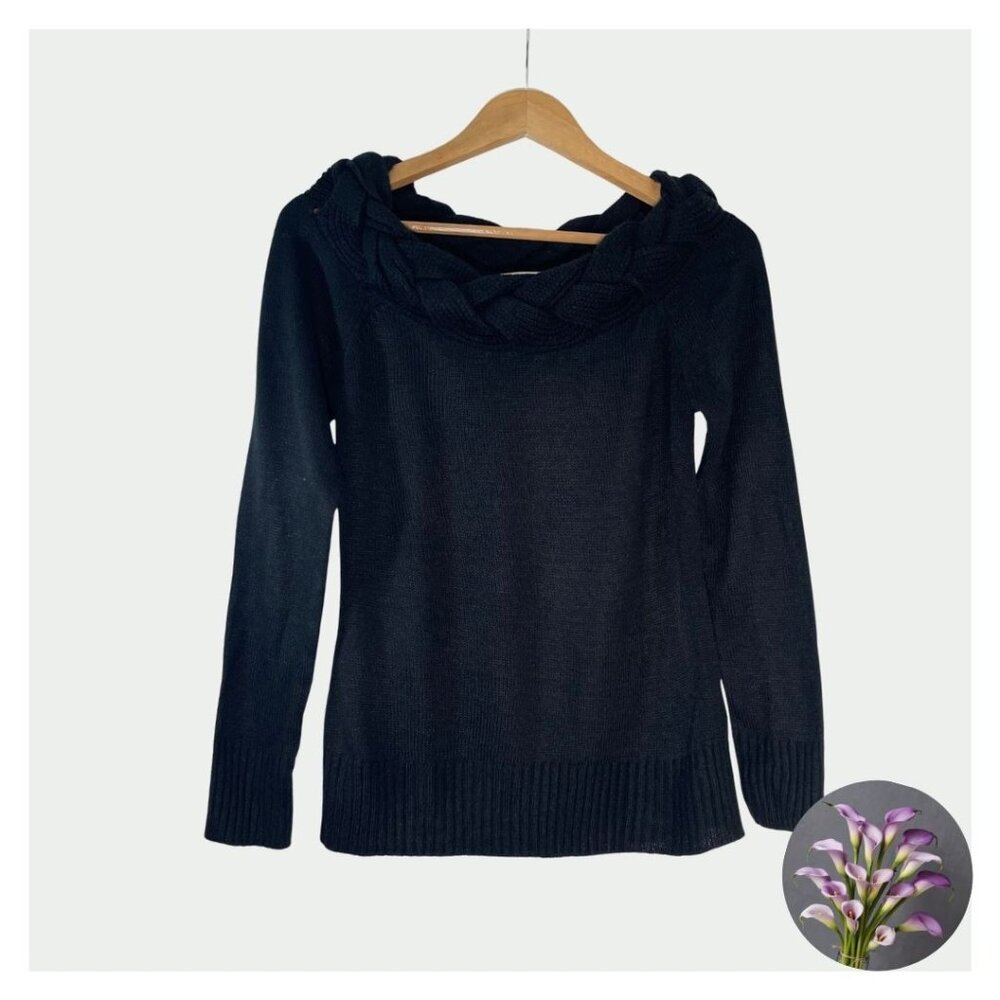 Black John Paul Richard sweater with braided neckline - Size S